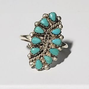 Vintage Zuni sterling silver and turquoise ring, size 9